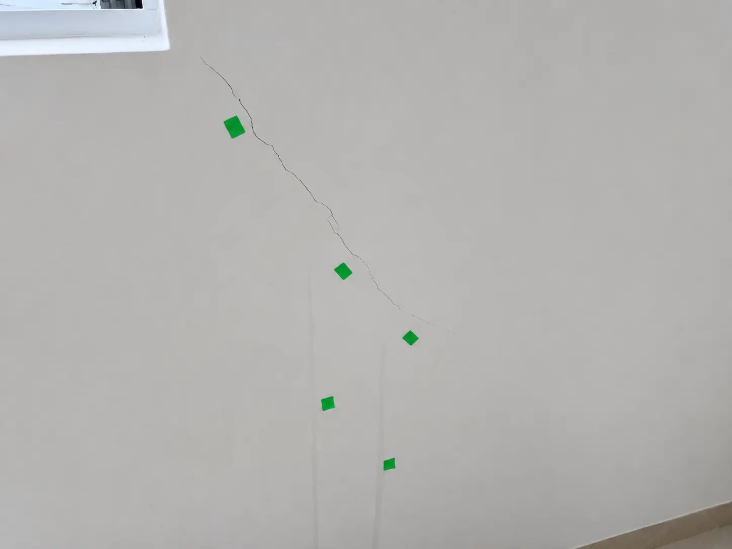A wall crack identified during a home inspection