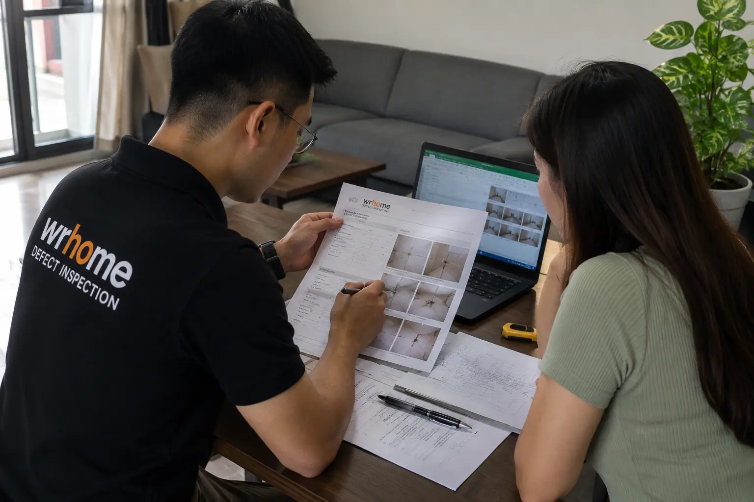 WR Home inspector explaining an inspection report